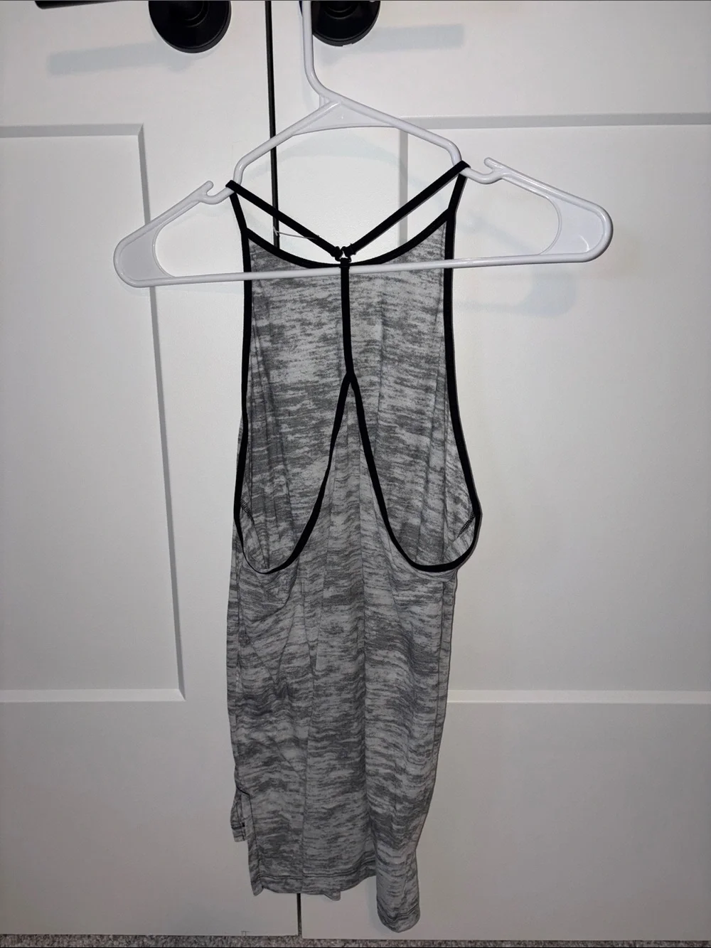 Nike Heather Gray Strappy Athletic Tank Top with Black Trim